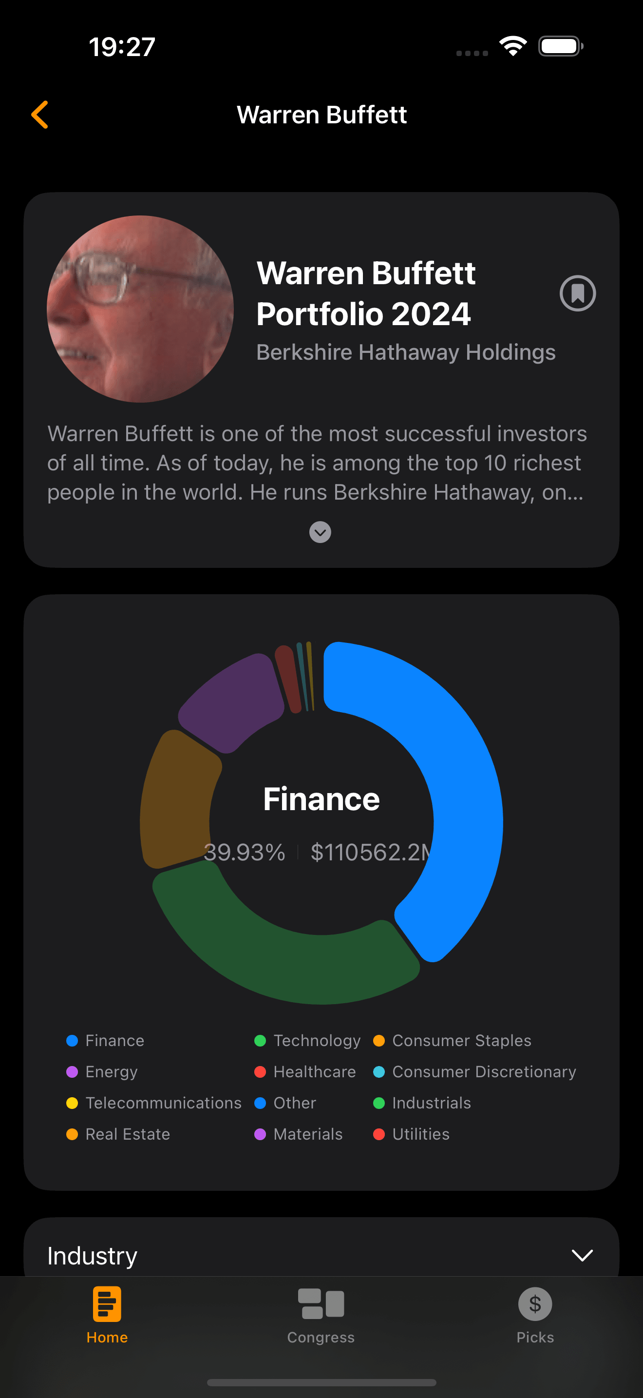 StockCircle App ChatGPT feature screenshot - Track top investors and congress trades