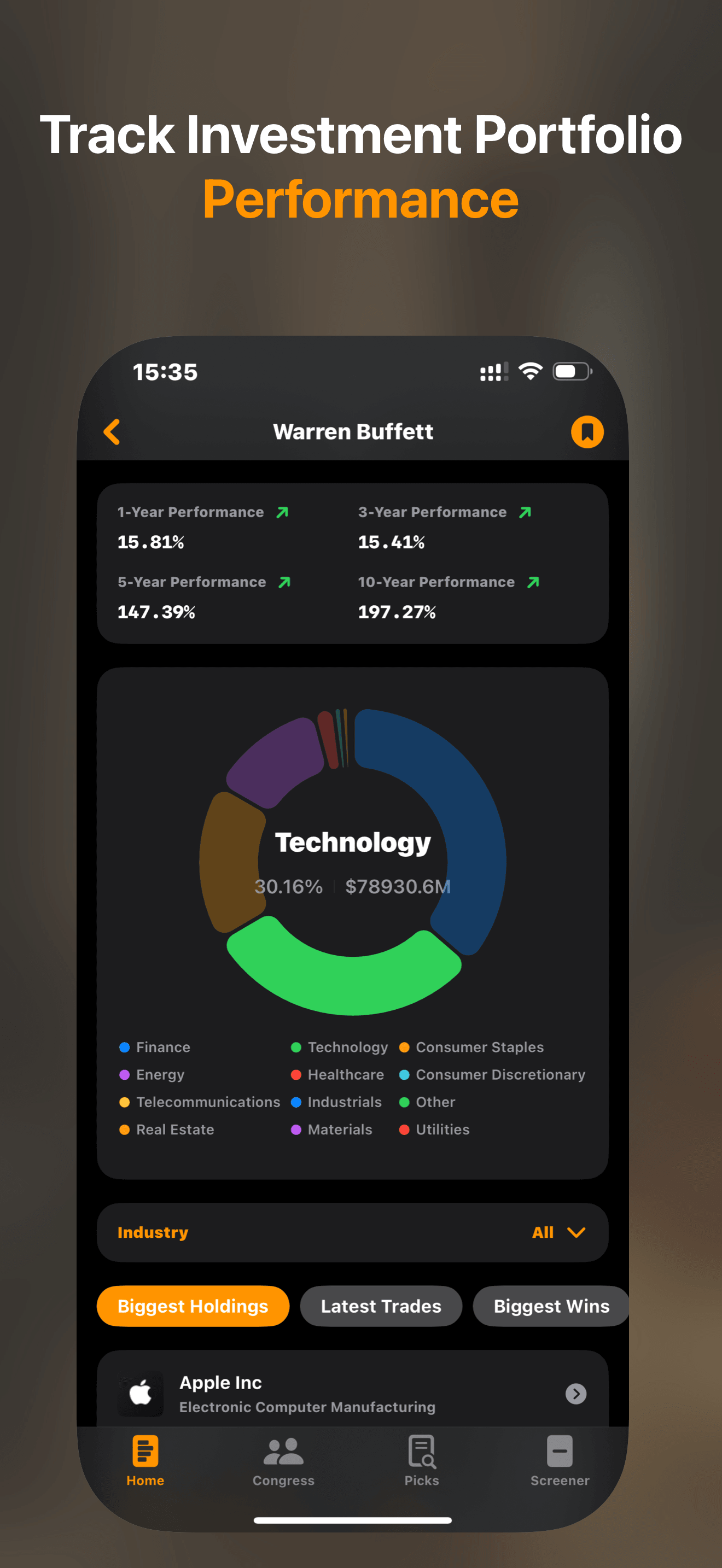 StockInsider App ChatGPT feature screenshot - Track top investors and congress trades
